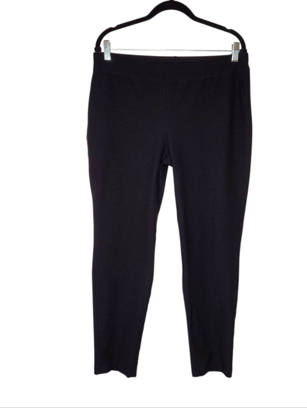 Eileen Fisher Pull On Slim Leg Black Washable Crepe Pants Size Large